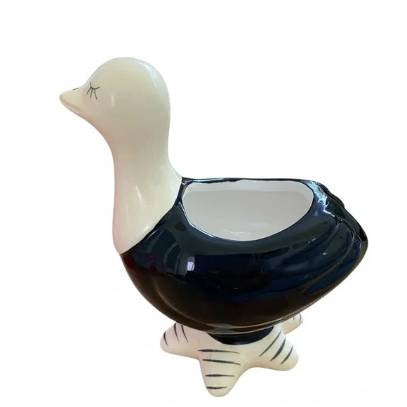 Ceramic Ostrich Planter in Cream and Black - Picture 2 of 8